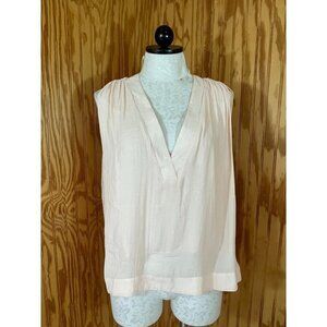 Free People Blouse Pullover Top Pleated Sleeveless V-Neck Pink Sz S